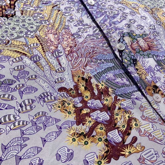 HERMES Paris Seeveless Silk Shirt Top Ocean Print Recontre Oceane Size 38 S NWT - Picture 8 of 16